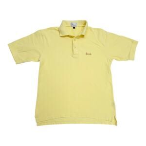 Harrods Knightsbridge Mens M Polo Shirt Yellow Short Sleeve Embroidered Pique